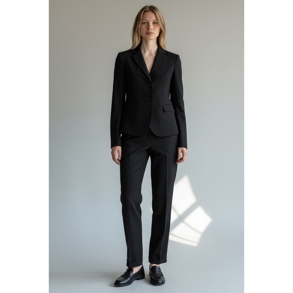 Casual Corner Pant Suit Professional Career 2-Piece Women's 4 Black Lined Blazer